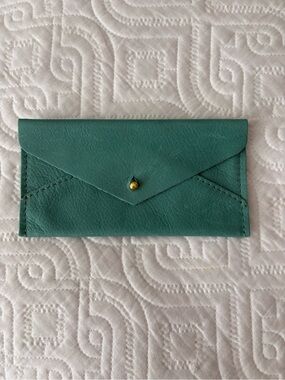Teal Leather Envelope Wallet